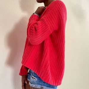 Express Coral Oversized Knit Sweater Size Medium